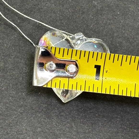 Set Of 7 Vintage IRIDESCENT GLASS HEART SHAPED CHRISTMAS ORNAMENTS-HANDBLOWN - Picture 10 of 10